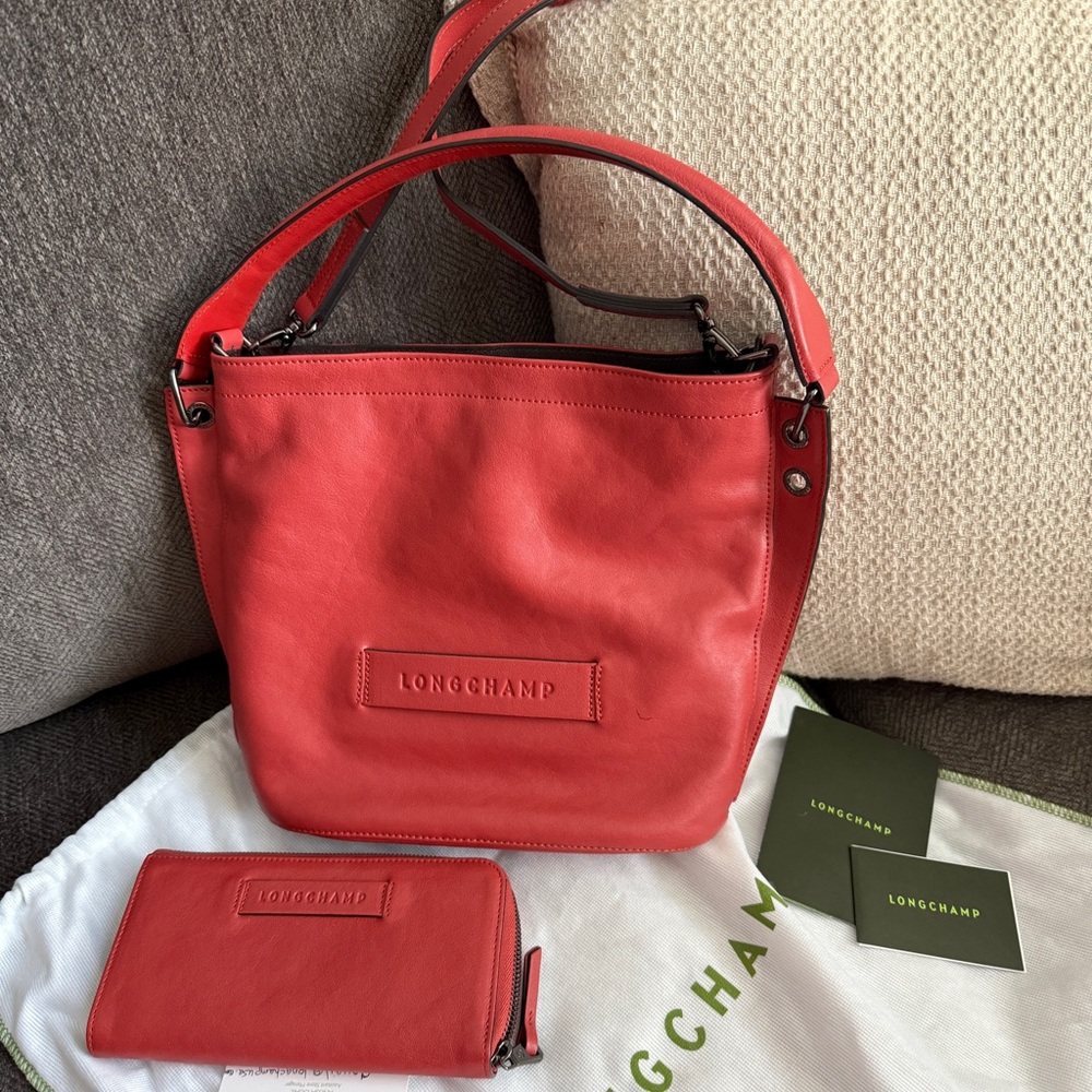 Authentic Longchamp Bag & matching Wallet Terracotta leather